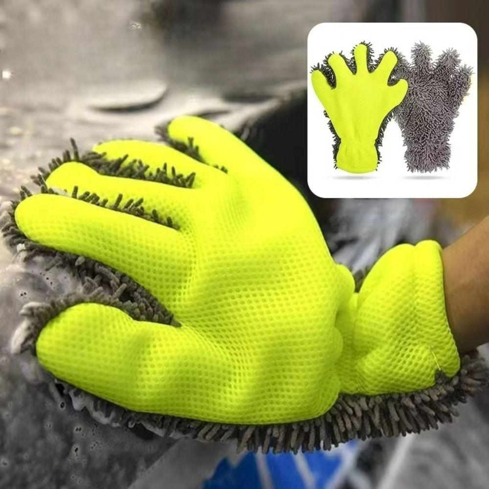 Anti-Scratch Car Washing Gloves Thick Cleaning Glove 5-Finger Design Washing Mitt Auto Detailing