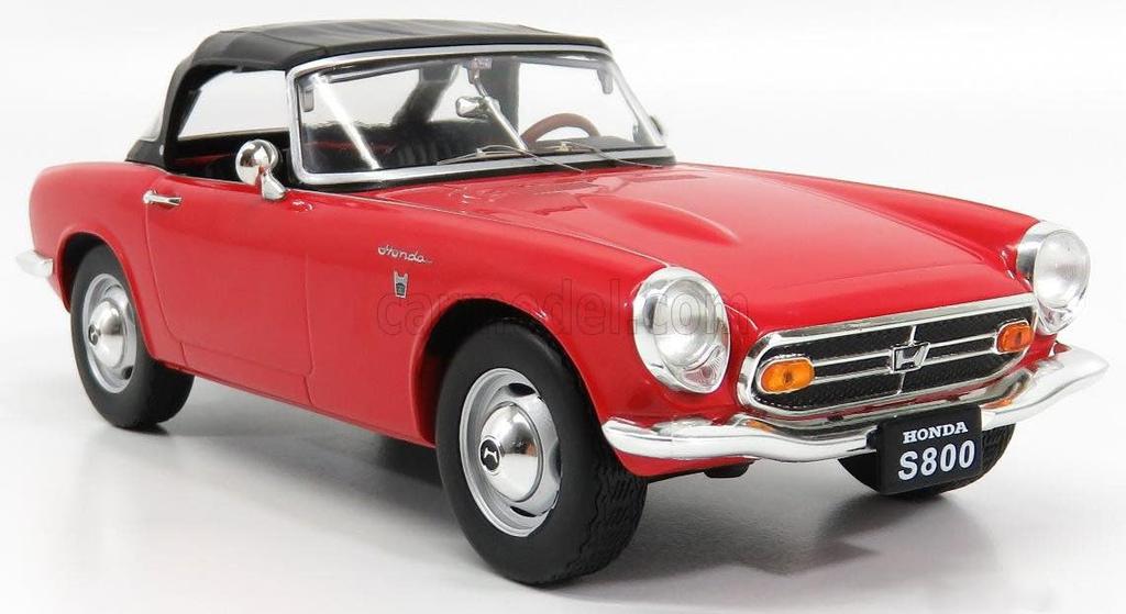 TRIPLE9 Scale Honda S800 1966 Soft Top Closed Red Diecast Car 1/18