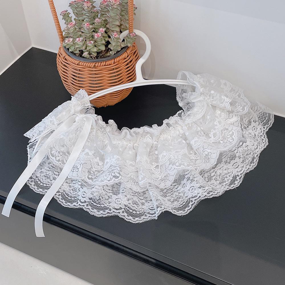 Белая вышитая кружевная юбка - корейский стиль, трехслойная хлопковая сетка для весны и осени