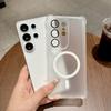 Полупрозрачная защита линз для магнитного чехла Magsafe для Samsung S26 S25 S24 S23 S22 Plus Ultra Матовая Мягкая Подушка Безопасности Бампер Чехол