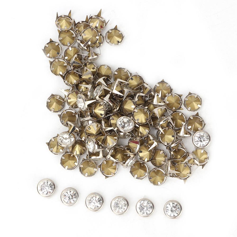 100pcs Crystal Inlay Decorative Metal Studs DIY Leather Craft Studs Leather Craft Decoration