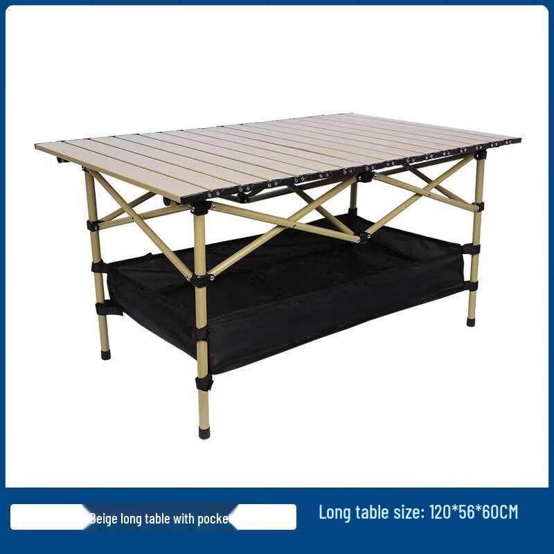 120cm Black Portable Camping & Picnic Table with Mesh Bag