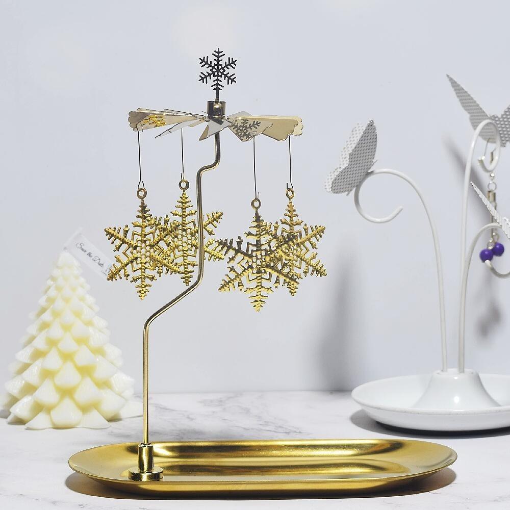 Gold/Silver Christmas Rotating Candle Holder Stainless Steel Rotating Candlesticks  Night