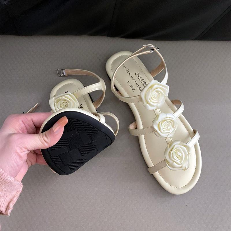 Fashion 2024 Summer New Open Toe Sandals Women Roman Style Cute Flat Sandals for Women Chunky Low Heel Wedge Design Elegant Dress Shoes