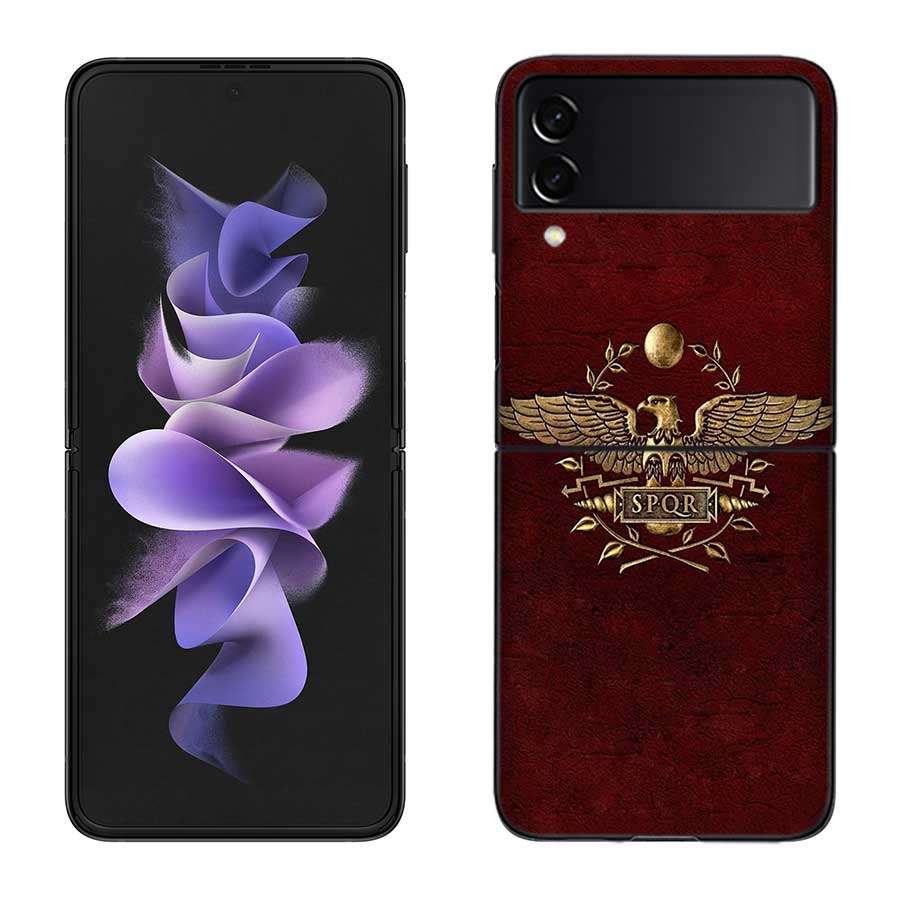 SPQR Roman Imperial Legionv Case For Samsung Z Flip 6 5G Galaxy Z Flip 5 4 3 5G Black Hard Cell Phone Cover Luxury PC Shell Coqu
