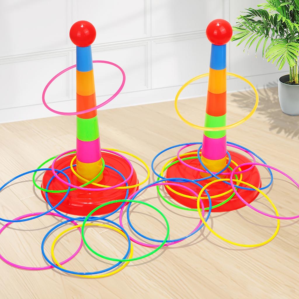 1Set Kids Ring Toss Game Tower-Durable Plastic Material, Parent-Child Interactive Toy,Educational Puzzle, Fun Competition for Kindergarten Children