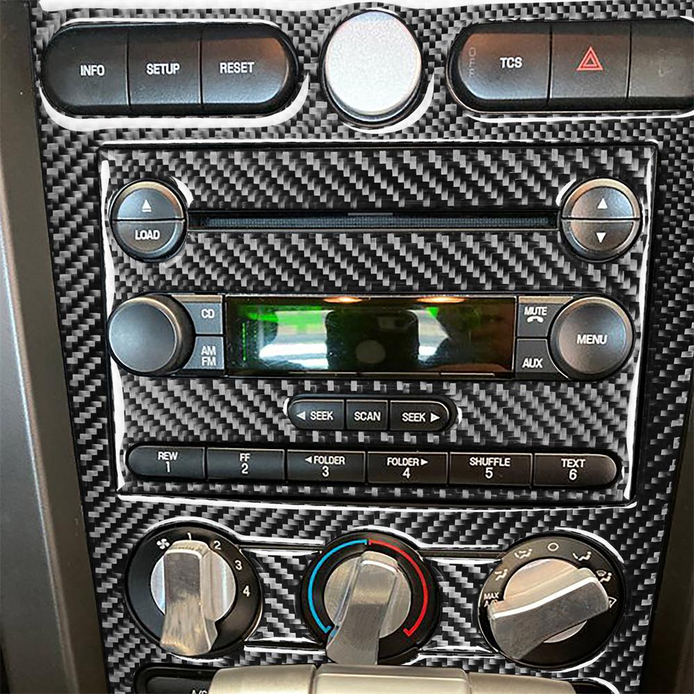 For 05-09 Ford Mustang Carbon Fiber Dash Console Radio Control Panel Cover Trim