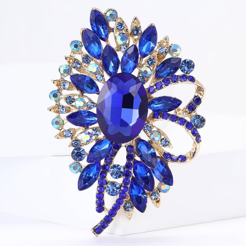 African Atmospheric Alloy Large Glass Brooch Delicate High-End Women'S Cardigan Shawl Brooch Ornament Pin