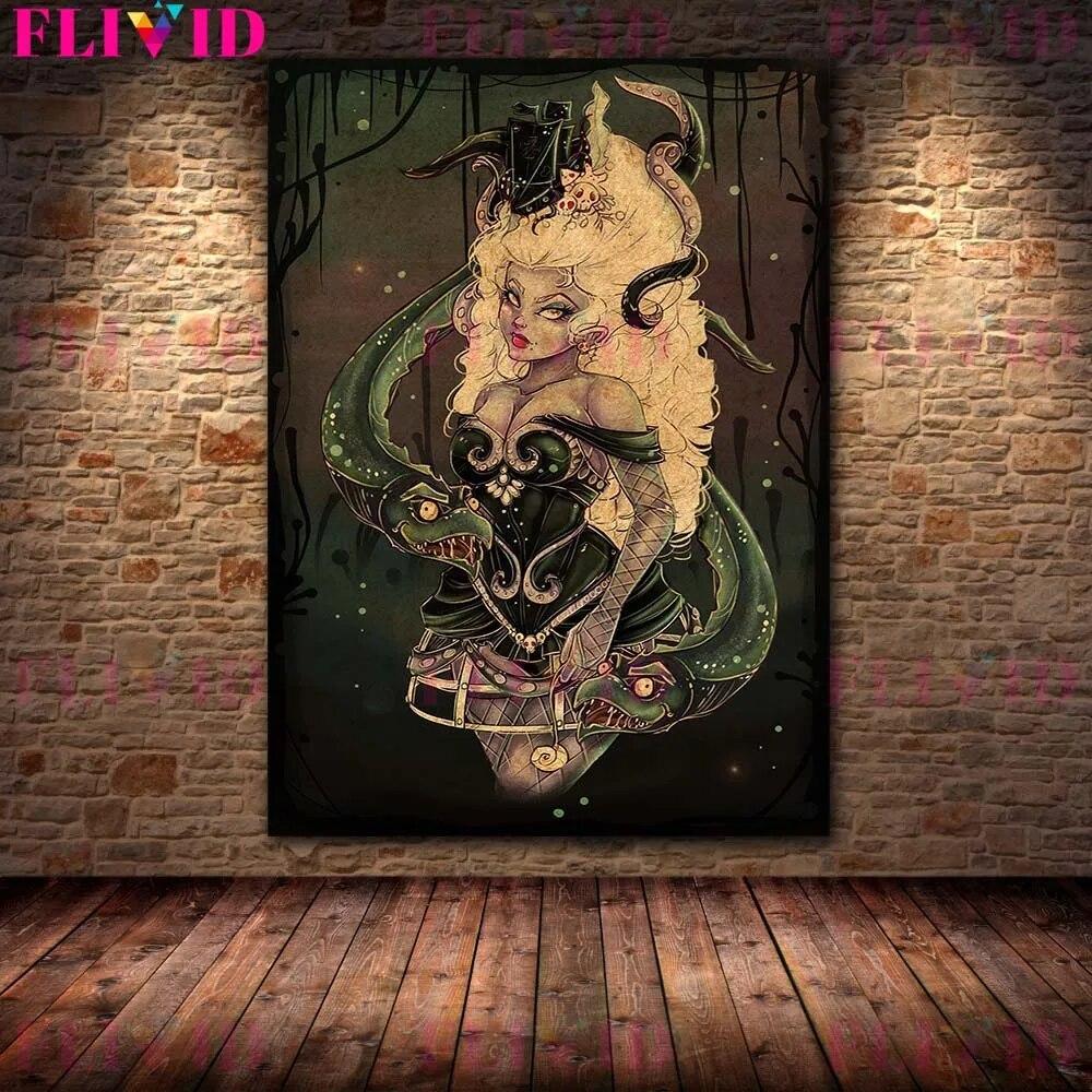 Грибная фея и зомби девушка готический художественный постер и принты украшение дома кровь ведьма настенная живопись холст без рамки
