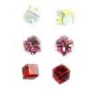 Les Trésors De Lily [L6299] — Набор из 5 пар серег «Cubes de Cristal» розового, красного и белого цветов — 4 и 6 мм.