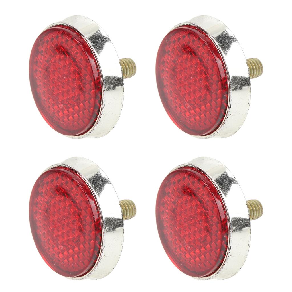 4Pcs Round Reflector 42mm High Brightness Waterproof Stylish Red Safety Reflector For M6 Thread Motorbike ATV Scooters