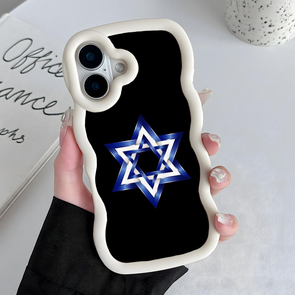 Еврейская Звезда Давида Мобильный Чехол для Телефона для iPhone 17 16 15 14 13 12 11 Air Pro Max Plus Волнистый Край ТПУ Цветной Чехол Чехол