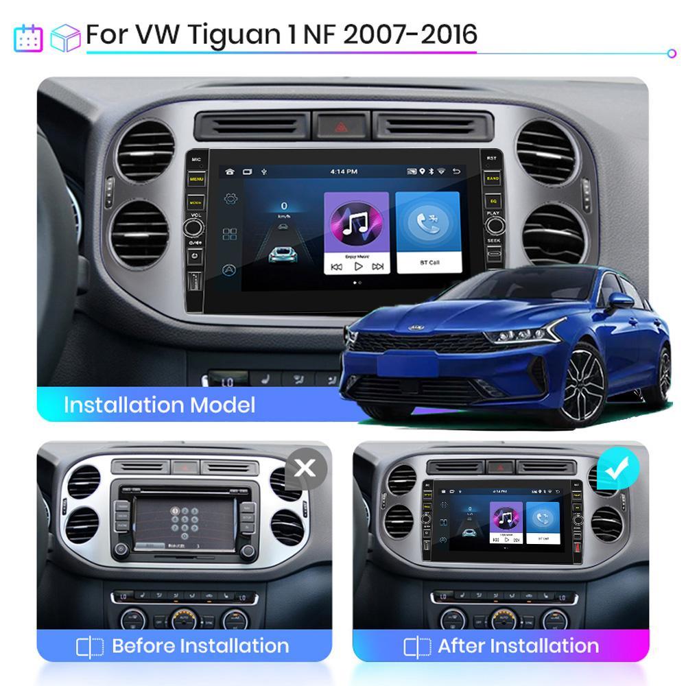 8 дюймов для Volkswagen Tiguan 1 NF 2006-2016 с кнопочной ручкой Android Автомобильный радиоприемник Мультимедийный плеер Навигация Стерео GPS 2 Din Carplay 2 + 32 ГБ