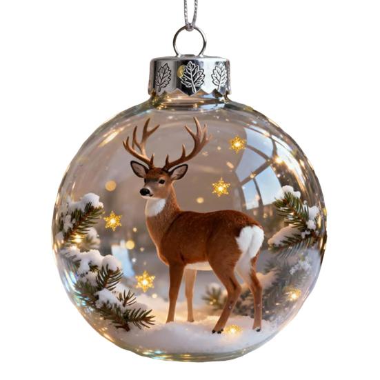 Yousheng 3D Животное Рождественское Украшение Прозрачный Пластиковый Рождественский Шар Подвесные Украшения с Блестящими Звездными Акцентами для Зимнего Праздничного Декора Дерева