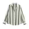 Kaslead New Arrival Women's Fashion Style Fashion Minimalist Stripes Print Satin Shirt 8503812