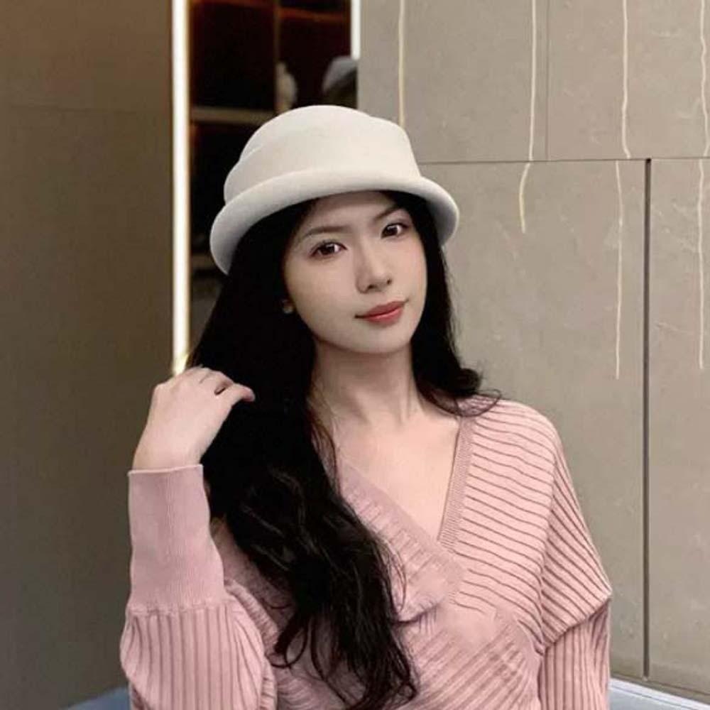 Versatile British Top Hat Beret Woolen Formal Hat Princess Hat Woolen Rolled Edge Cap Fashion Show