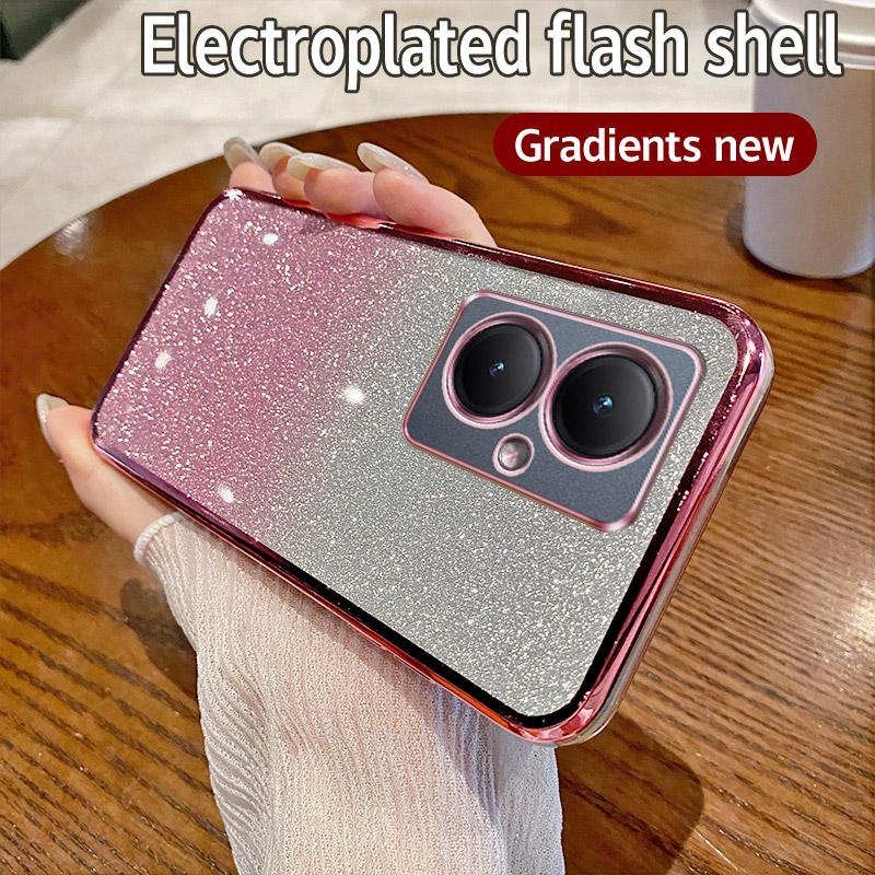 Для Vivo Y27 4G Чехол Vivo Y35+ Чехол для телефона Блестящий блестящий силиконовый объектив камеры Мягкая задняя крышка