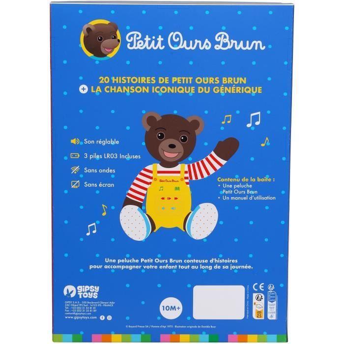 Gipsy Toys - Petit Ours Brun – Musical Talking Plush Storyteller - 28 Cm – Brown Yellow Red