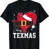 Смешная Техасская Merry Texmas Рождественская Штат Санта-Шляпа Одежда Футболка