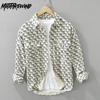 Новые модные мужские рубашки с длинным рукавом, весна и осень, уличная одежда, свободный верх, рубашки с двойными карманами и принтом, 100% хлопок, мягкая повседневная мужская одежда
