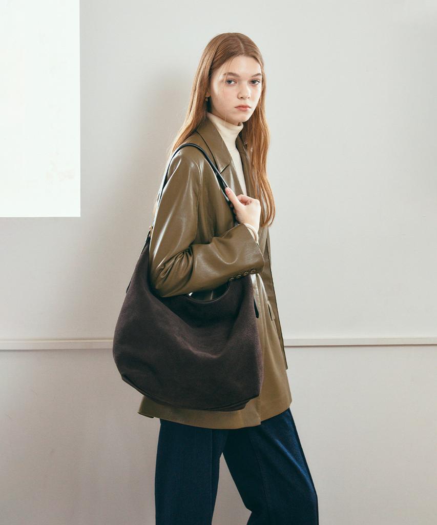 Clave Ellie Suede Dark Brown Tote Bag