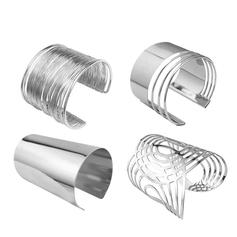 Браслет-манжета для женщин, открытый широкий проволочный браслет, золотого цвета, манжета на запястье, браслет-обертка KTJ