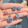 Elegant Blue Tanzanite Octagonal Pendant Set with Rose Cut Diamonds and Stud Earrings for Women