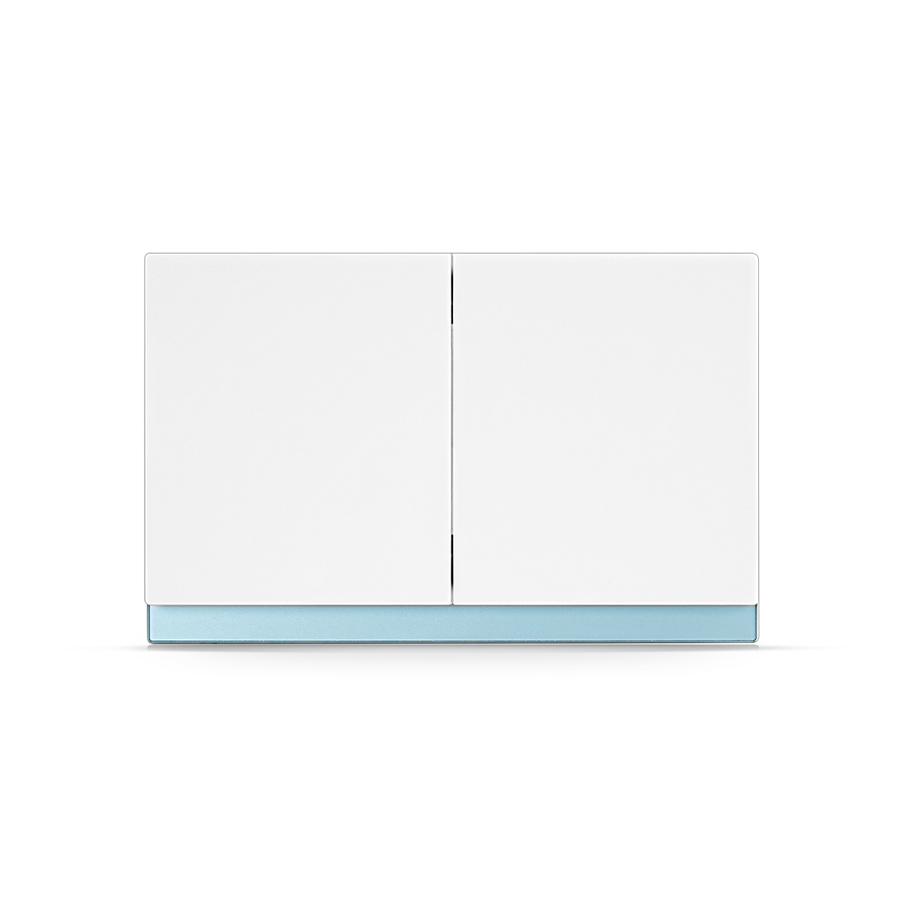 Mezeen Wall Switch PC Panel Big Rocker 2 Gang 1 2 3 Way Light Switch With Replaceable Glass Blue Grey White Margin