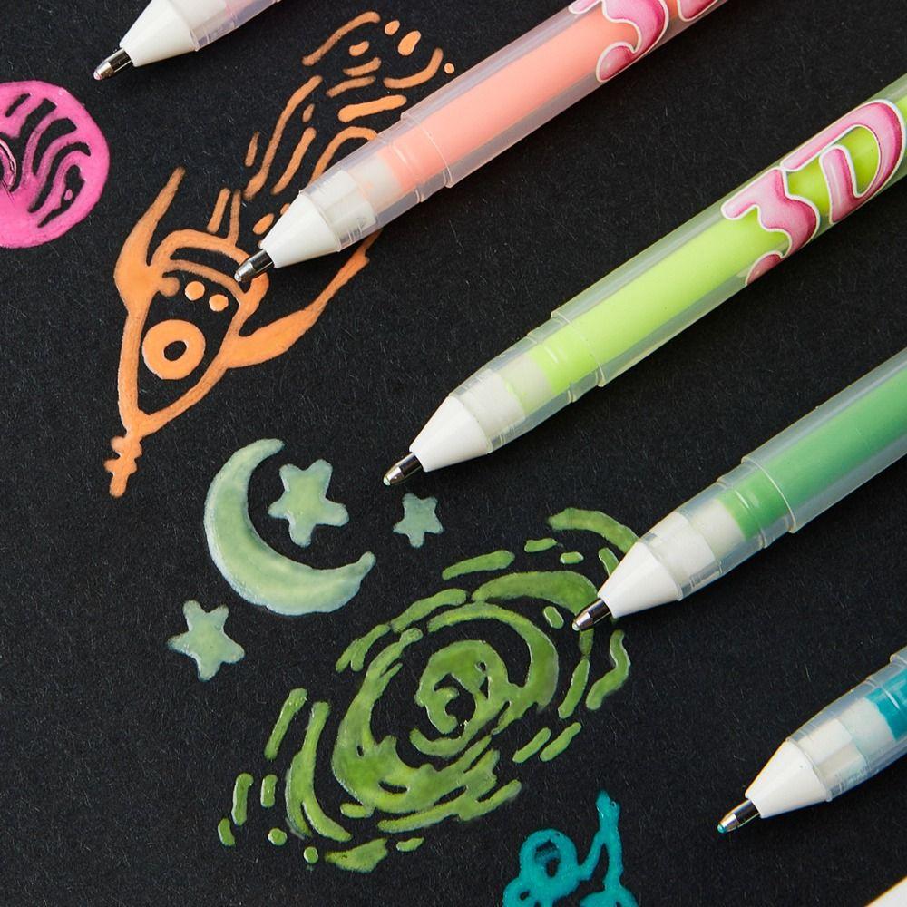 6/12Pcs New DIY 3D Jelly Pens Smooth Glossy Gel Ink Pen Marker Painting Drawing Coloring Colored Pen Crafts Scrapbooks