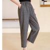 Casual High Waist Pants for Women Plus Size Vintage Striped Elastic Waist Summer Plaid Pants