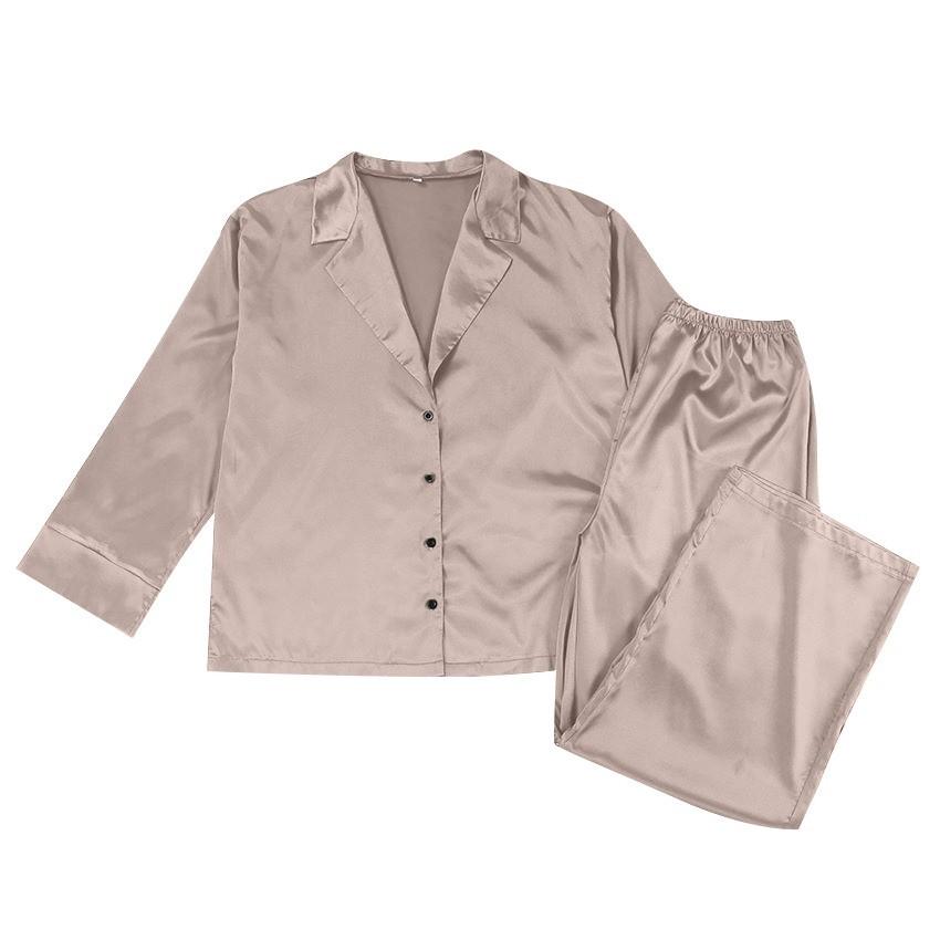 Женская однотонная домашняя пижама с v-образным вырезом и длинными рукавами