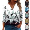 Women's T Shirt Tee Printed 3/4 Sleeve Daily Weekend Fashion Basic V Neck Regular Top