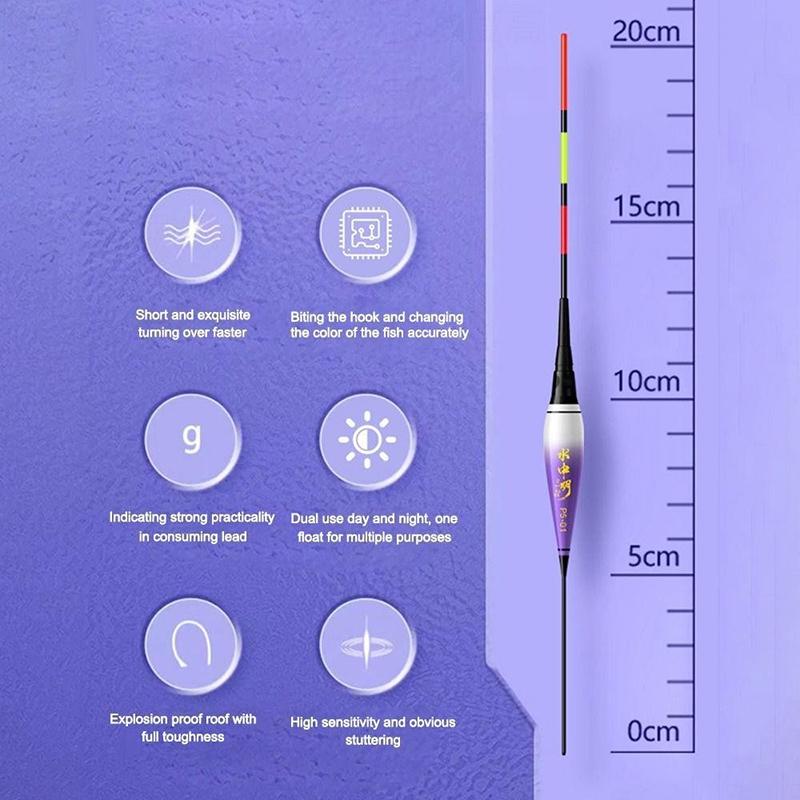 Smart Led Fishing Float 2Light Highly Sensitive Remind Buoy Gravity Sensor Glowing Electric Night Fishing Long Tail Float