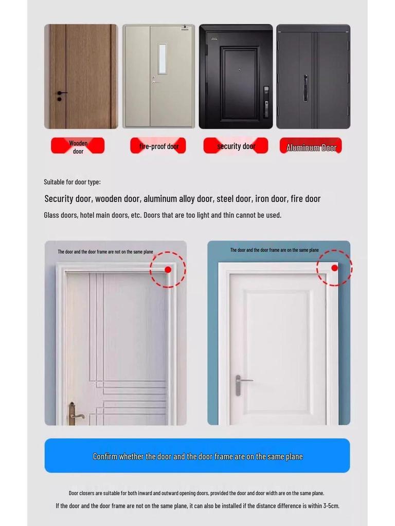 Автоматический гидравлический доводчик двери с отскоком для противопожарных дверей - Не требует сверления