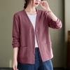 Sweater for Women Autumn Cotton Knitted Oversize Casual Cardigan V-Neck Sweater Women Button Loose Long Sleeve Sweater