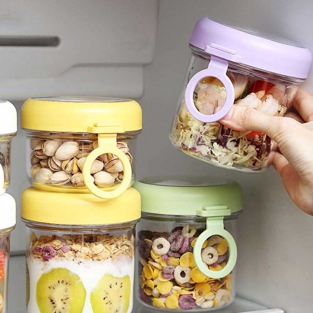 Transparent Salad Cup 2 Layer Oatmeal Cup Portable Food Storage Container Office