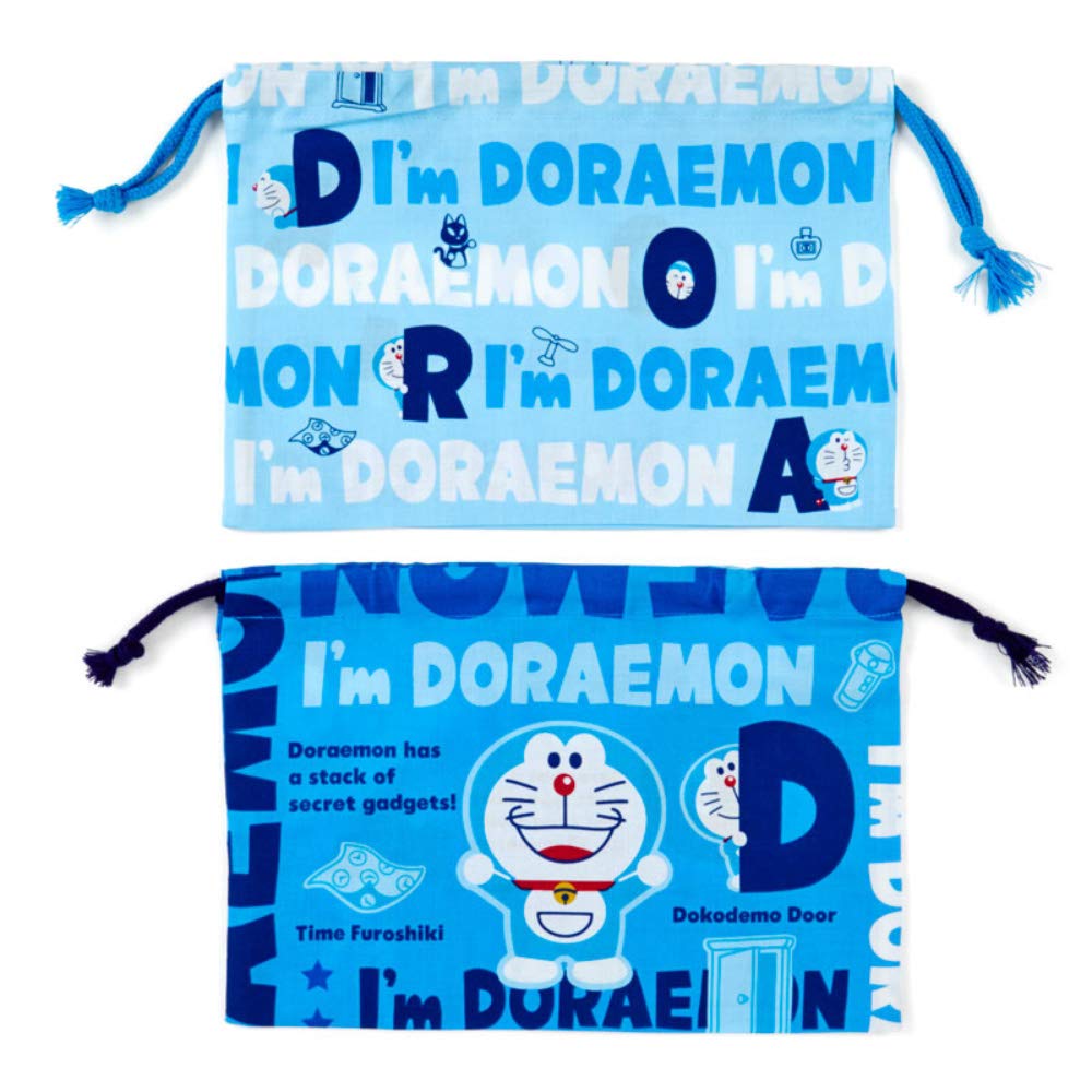 Sanrio Doraemon Lunch Drawstring Bag Set of 2 (I'm DORAEMON)