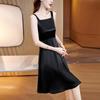 Women's 2023 Slim-Fit Satin Dress: Square Neck, Patchwork, Age-Reducing Summer Fashion