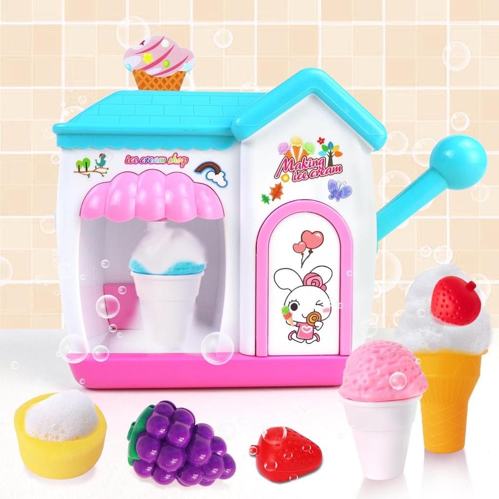 Bath Toy Bath Toy Fluffy Bubbles Bubble Play Water Play Ice Cream Soft Serve Ice Cream Maker Store Pretend Play Play House Bubble Making Toy Christmas
