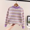 Girls' Fashionable Half-Turtleneck Base Layer Sweater: Fall/Winter Children's Floral Print Stretch Sweater