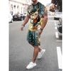 Men's Crew Neck Short Sleeve Shorts Two-piece Suit Everyday Casual Comfort Kitten Cartoon Print Fashion Classic
