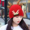 Yousheng 3 Pcs/Set New Year Hat Scarf Glove Set Thick Knitted Warm Cap Antler Print Gloves Elastic Ear Protection Windproof Winter New Year Cycling