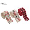 Burlap Christmas Ribbon 1 Roll Ribbon, Faux Linen Wired with Snowman Farmhouse Tree Decor Truck Floral Print, Gift Wrapping Craft Supply for