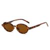 New Retro Small Oval Women Sunglasses  Personality Contrast Color Frame Leopard Design Men Versatile Casual Glasses Uv400