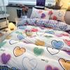 Set Cover Bedsheet Duvet Soft Pillowcase Love Hear Pattern Bedding Set