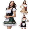 Charming Green V Neck Dirndl Costume Featuring Lace Design Ideal For Oktoberfest Events