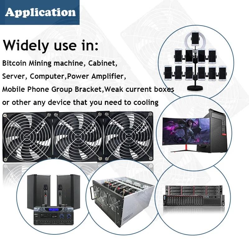 Server PC Cooling Fan 120mm 3000RPM with Controller, 12V/220V Dual Voltage for BTC Mining Workstation Chassis Radiator