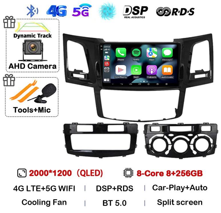 Android 14 Carplay Auto Для Toyota Fortuner HILUX Revo Vigo 2007-2010 2011 2012-2014 2015 Автомагнитола Мультимедийный плеер GPS Стерео