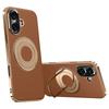For iPhone 16 Case Compatible with MagSafe Leather TPU Back Cover with Hidden Kickstand
