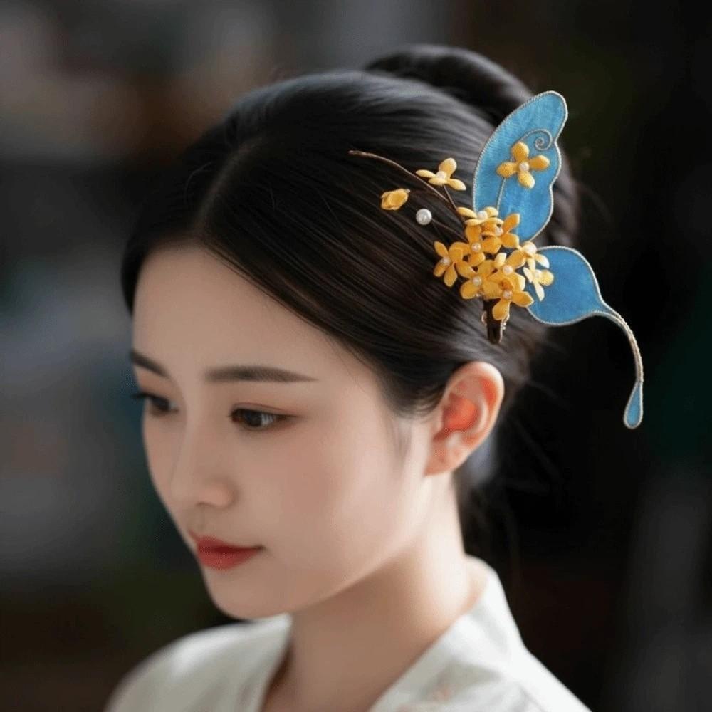 Beautiful Hanfu Butterfly Hair Fork Headwear Exquisite Fairy Side Clips Girls